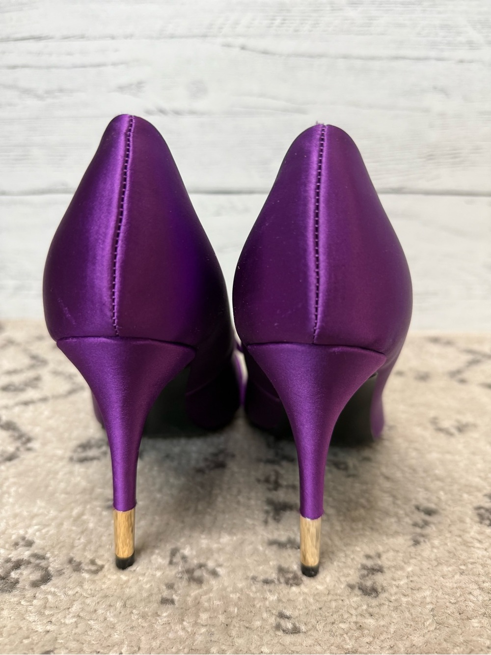 NWT Woman’s Nine West Purple Pointed-Toe Satin Pumps with Bow - Picture 10 of 11